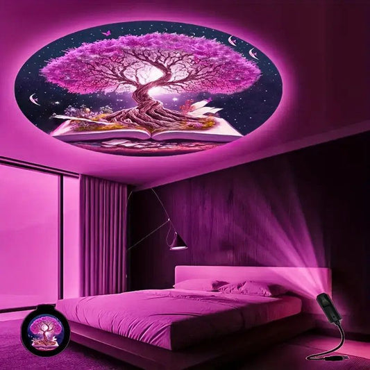 Projector Lamp Home Ambient Light Tree Of Life Background Wall