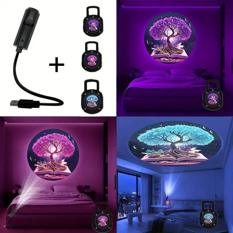 Projector Lamp Home Ambient Light Tree Of Life Background Wall
