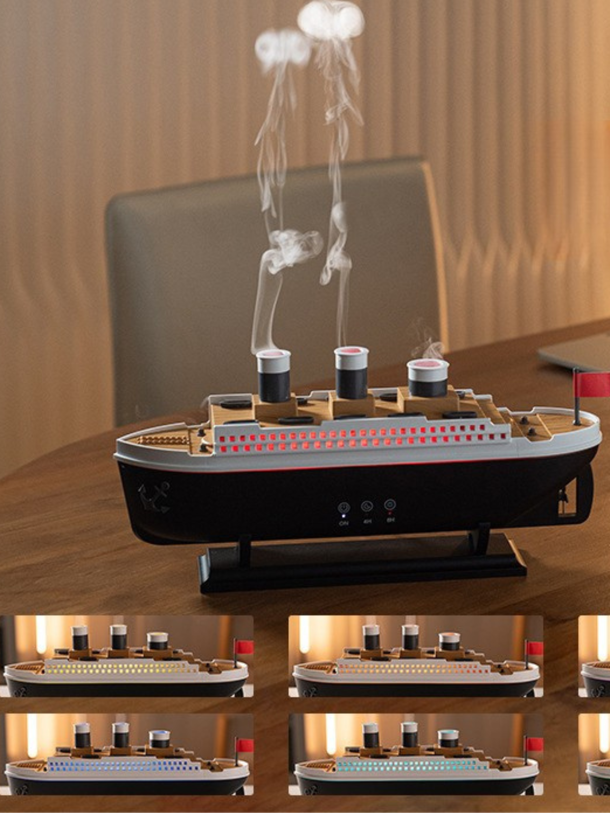 Creative Retro Steamboat Aroma Diffuser & Humidifier – Sail into Relaxation with Jellyfish Mist Magic