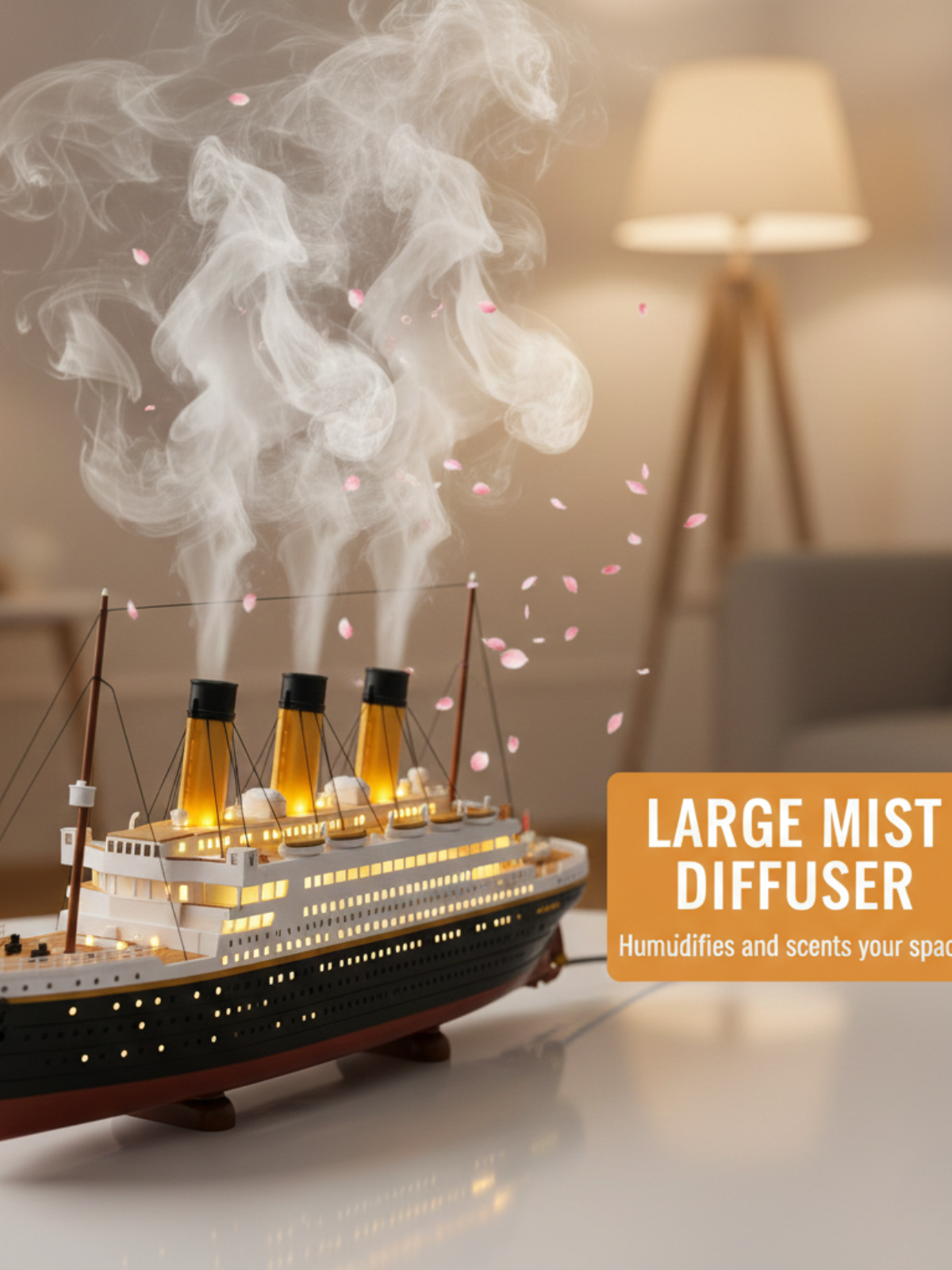 Creative Retro Steamboat Aroma Diffuser & Humidifier – Sail into Relaxation with Jellyfish Mist Magic