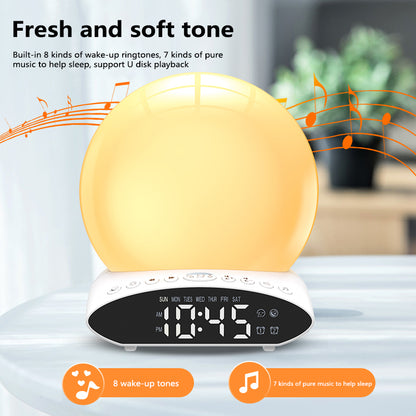Wake-up Light Can Simulate Sunrise Sunset Time Projection Night Light Music Alarm Clock